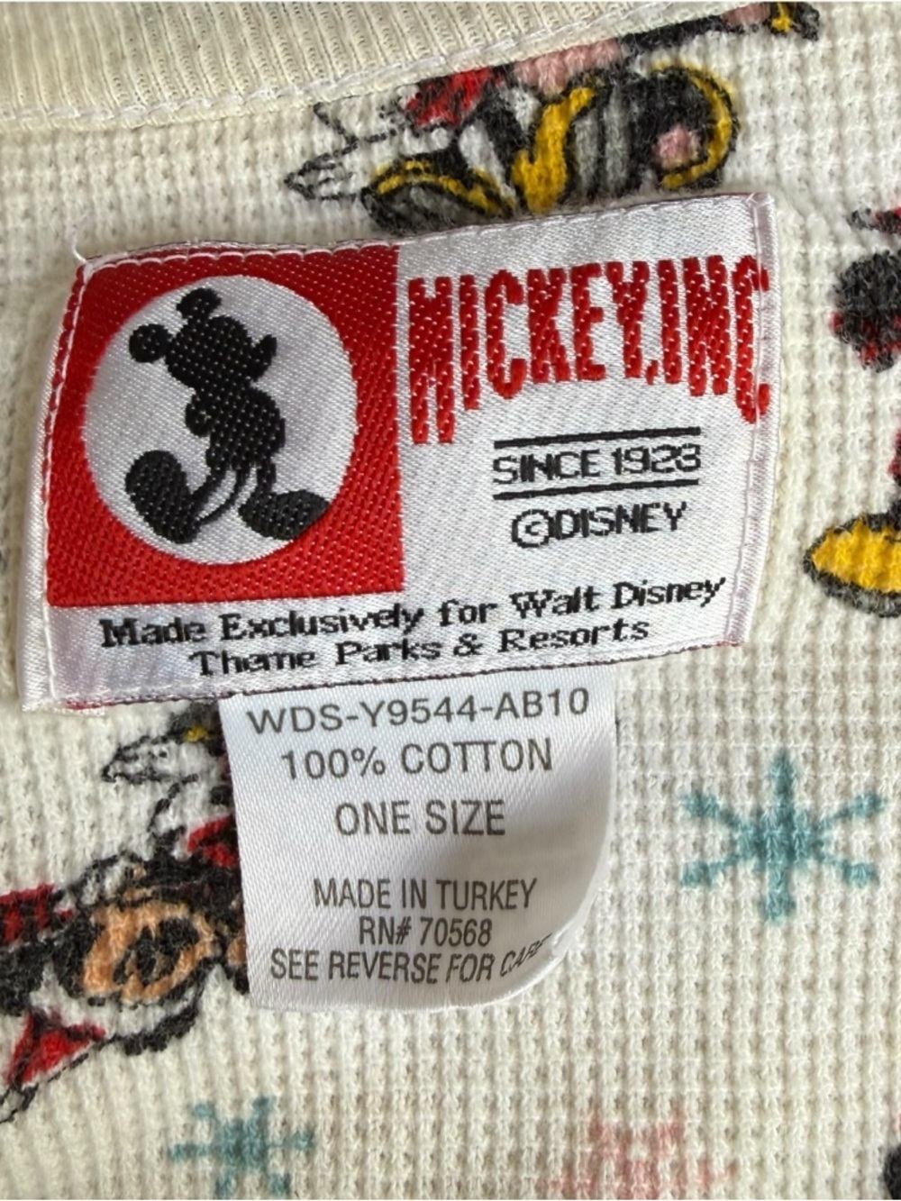 Mickey Inc Thermal Waffle Knit Sleep Shirt One Size Vintage Winter Snowflake - Picture 10 of 10